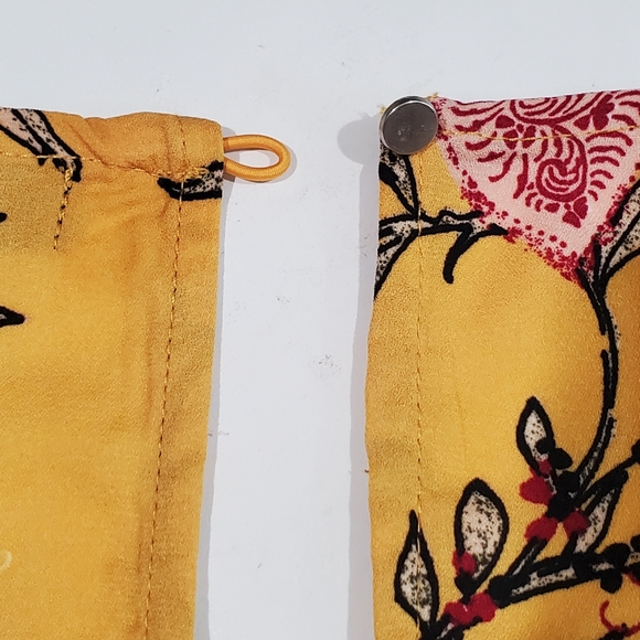 Label Rachel Roy Yellow Floral Print Short Flutter Sleeve Blouse Top Size L NWOT - Picture 4 of 6